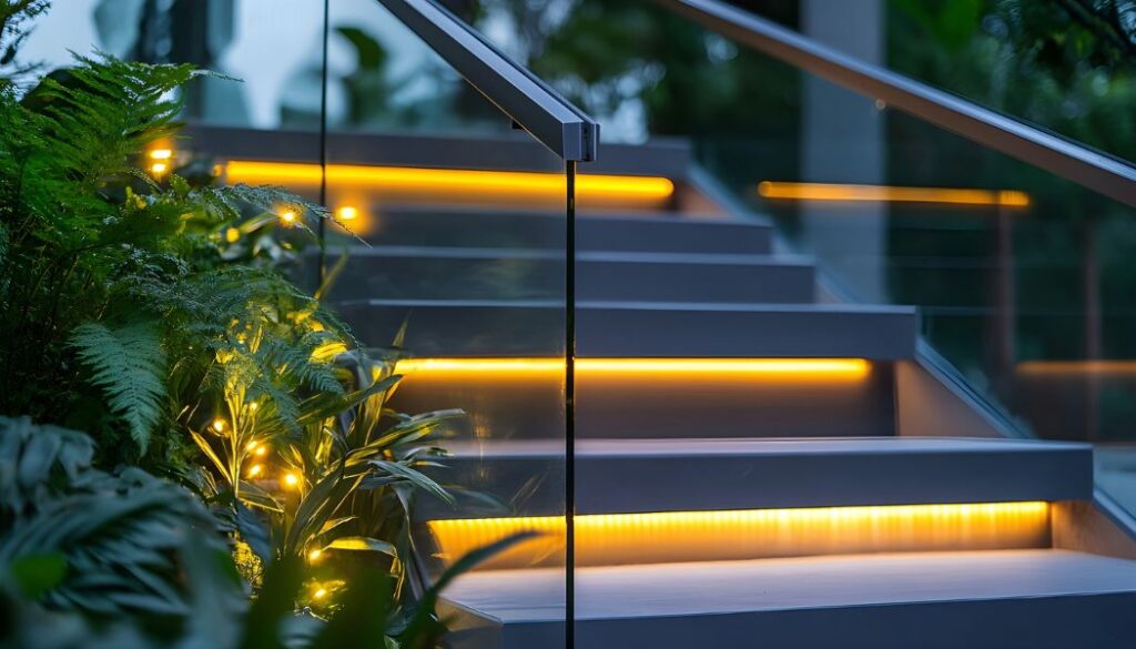 ruban led extérieur sous marches d'escalier