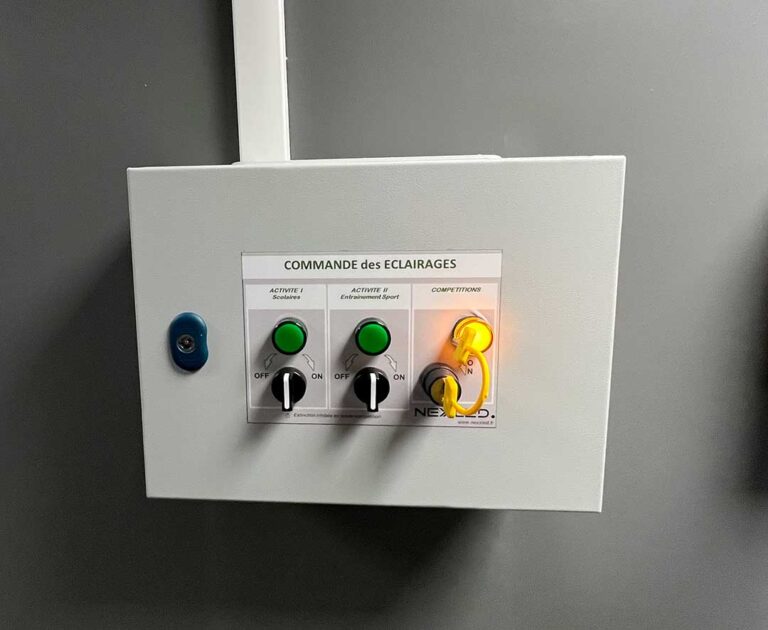 Nexxbox de pilotage DALI à trois niveaux (entretien, scolaire, compétition) au gymnase Jacques Balmat